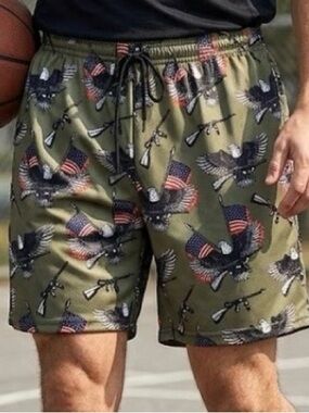 New USA Men's mesh Eagle & Flag shorts Basketball, Casual, Gym
